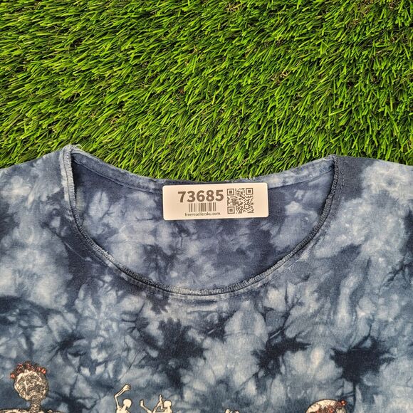 Skelton Skull Rocker Shirt Womens Large 21x26 Blue - Picture 7 of 13